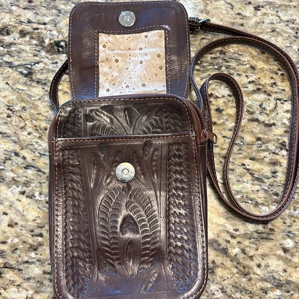 Ropin West Crossbody Purse Hand tooled LEATHER
